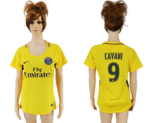 Women's Paris Saint-Germain #9 Cavani Away Soccer Club Jersey - Click Image to Close